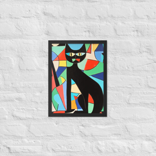 Alternative view of Black Cubist Cat - Framed Giclee'