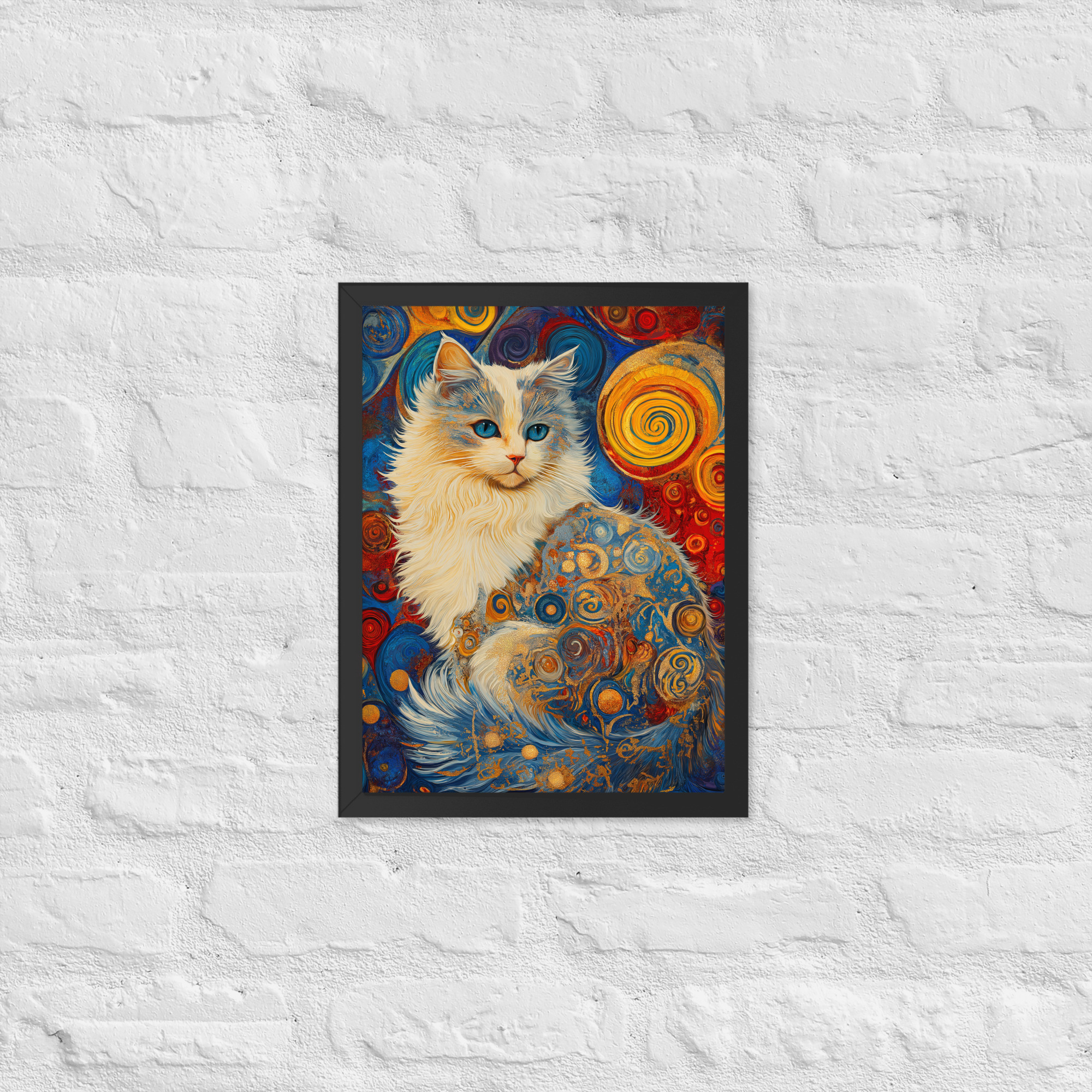 Swirl Cat - Framed Giclee'