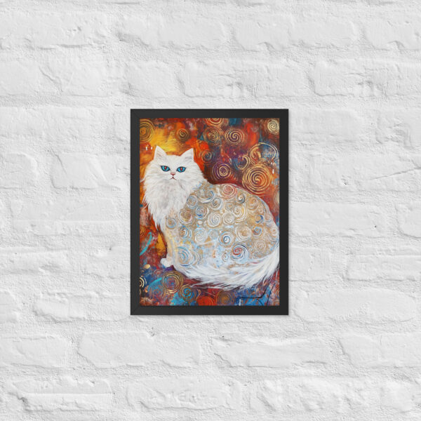Gold Swirl Cat - Framed Giclee'