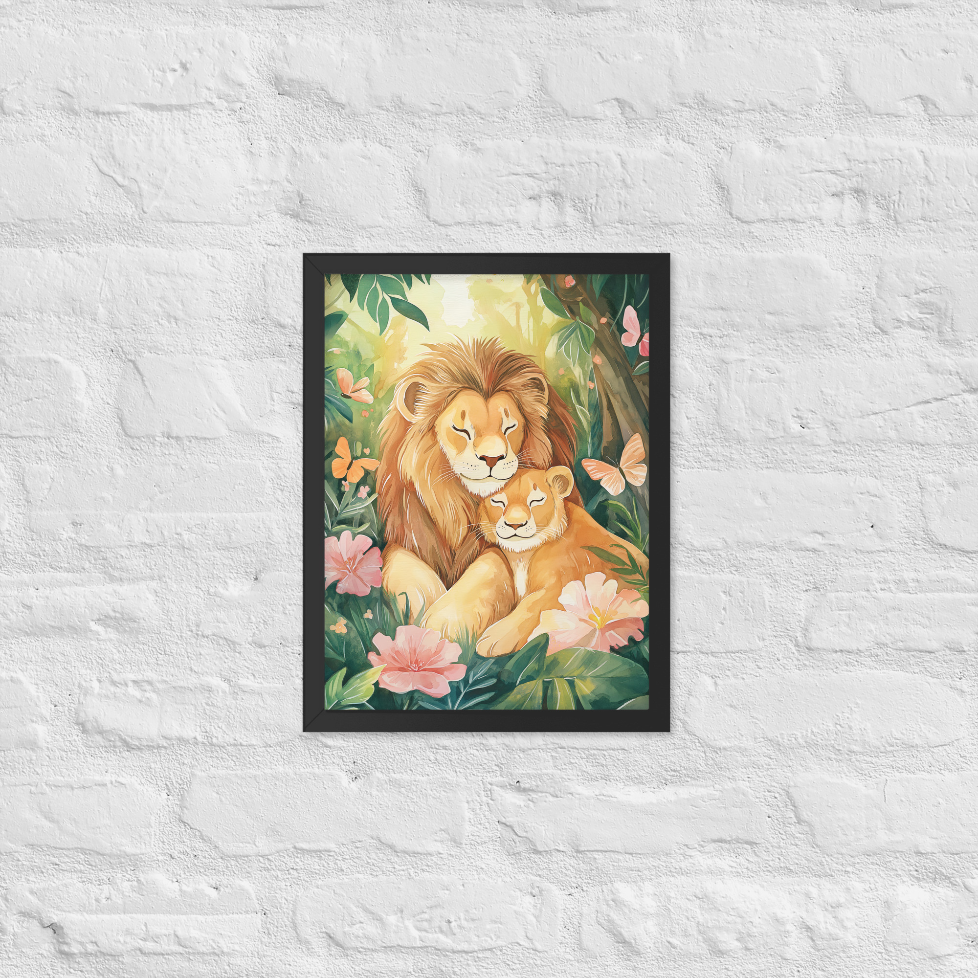 Lion Couple - Framed Giclee'