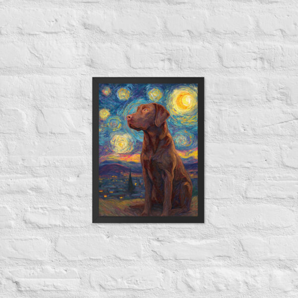 Starry Brown Lab - Framed Giclee'