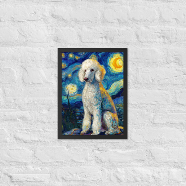 Starry White Poodle - Framed  Giclee'