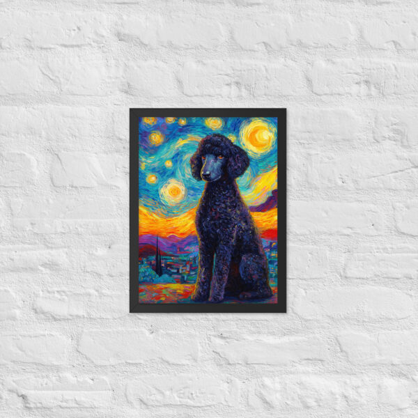 Starry Black Poodle - Framed Giclee'