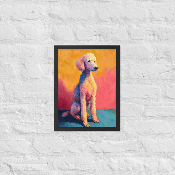White Poodle on Orange - Framed Giclee'