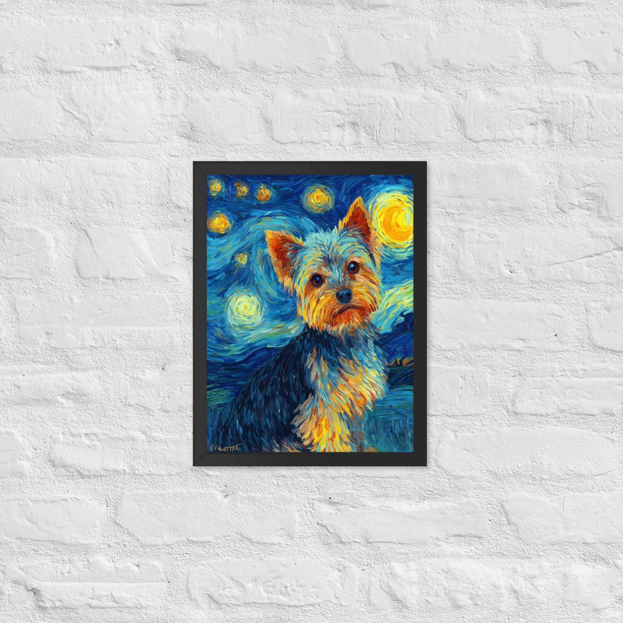 Starry Yorkshire Terrier - Framed Giclee'
