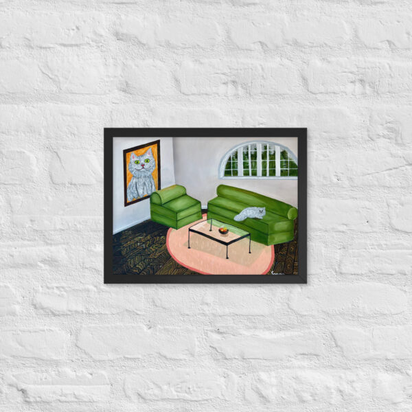 Fluffy on the Couch - Framed Giclee'