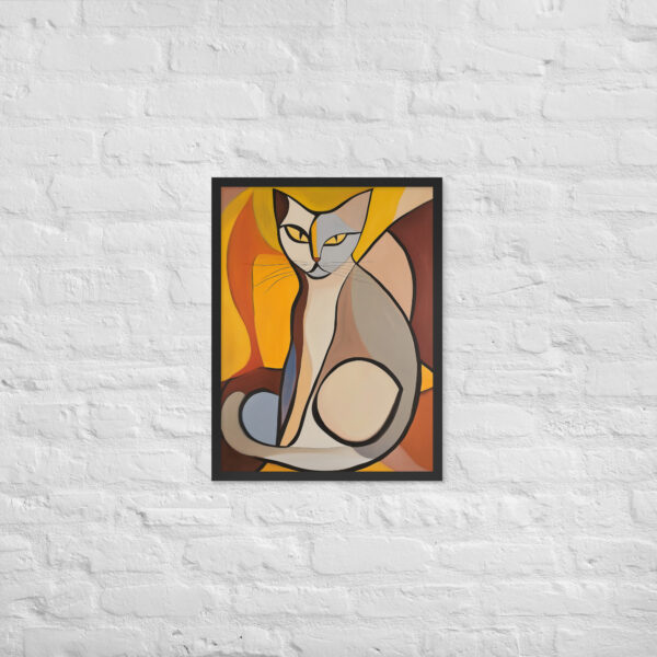 Alternative view of Cream Cubist Cat - Framed Giclee'