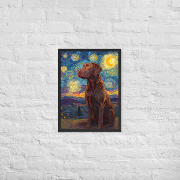 Alternative view of Starry Brown Lab - Framed Giclee'