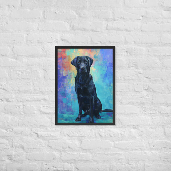 Alternative view of Black Lab on Blue - Framed Giclee'