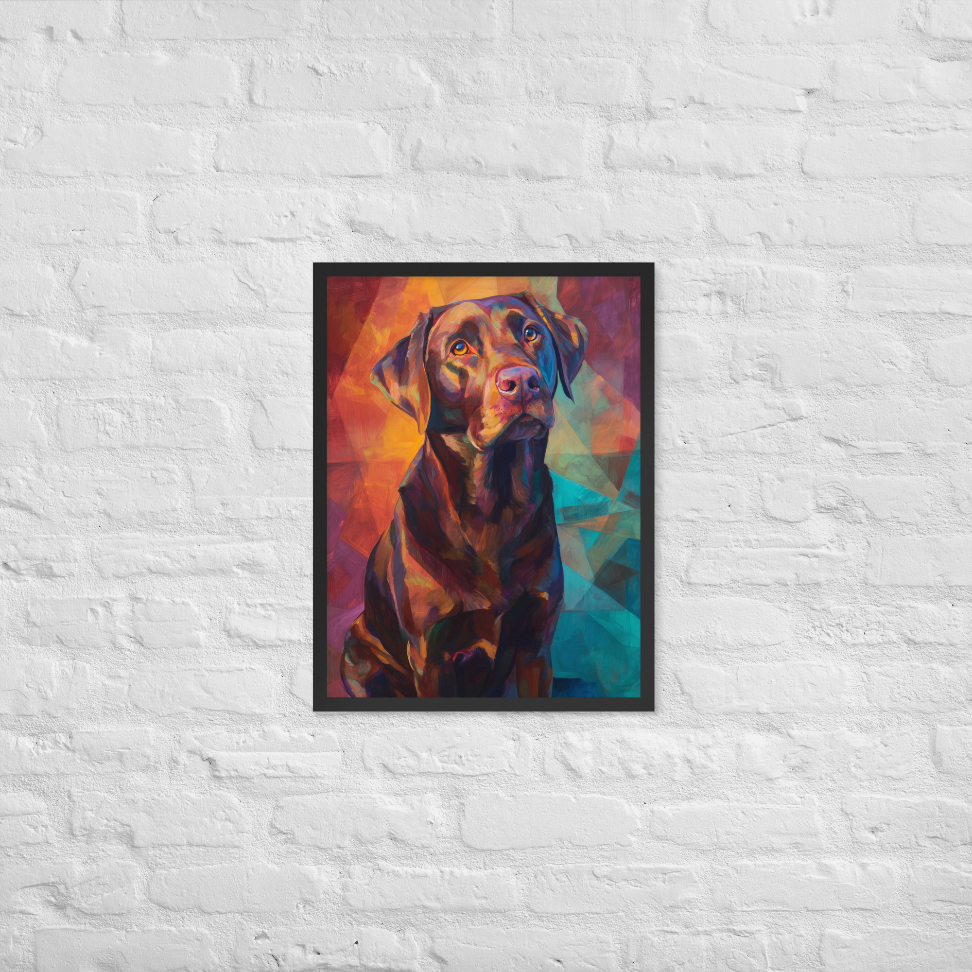 Brown Lab on Red - Framed Giclee' - Image 2