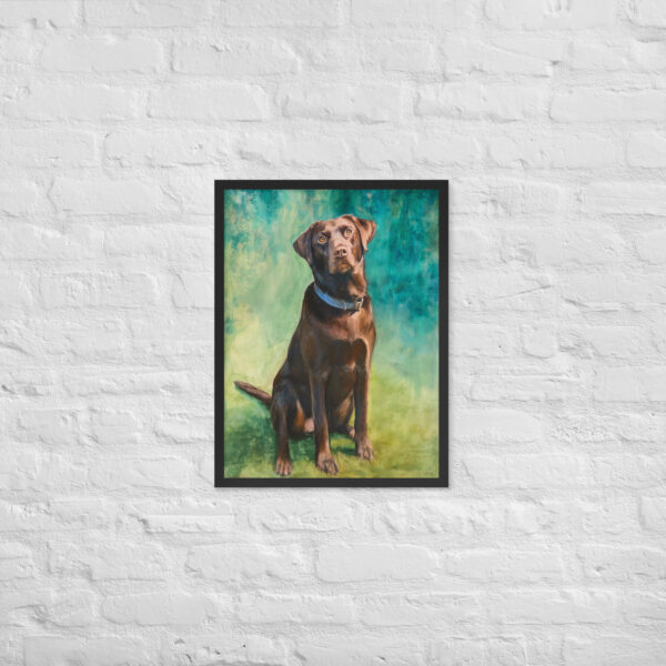 Alternative view of Brown Lab on Blue - Framed Giclee'