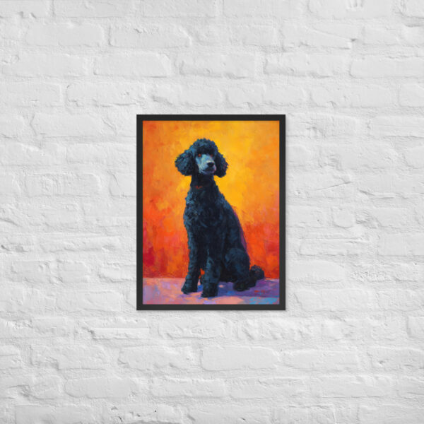 Alternative view of Black Poodle on Orange - Framed Giclee'