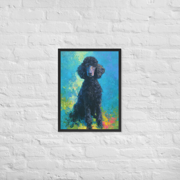 Alternative view of Black Poodle on Blue - Framed Giclee'
