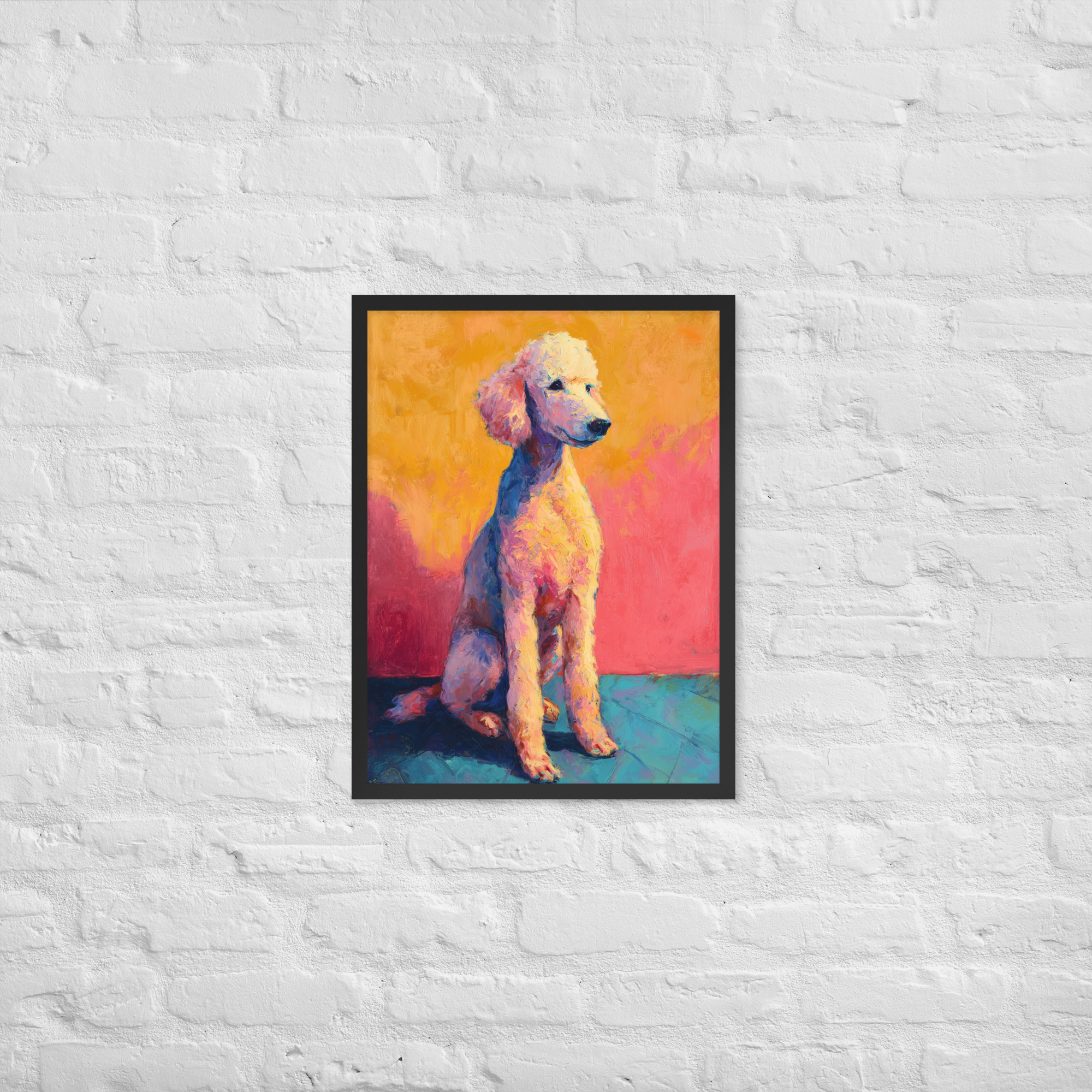 White Poodle on Orange - Framed Giclee' - Image 2