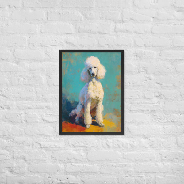 Alternative view of White Poodle on Blue - Framed Giclee'