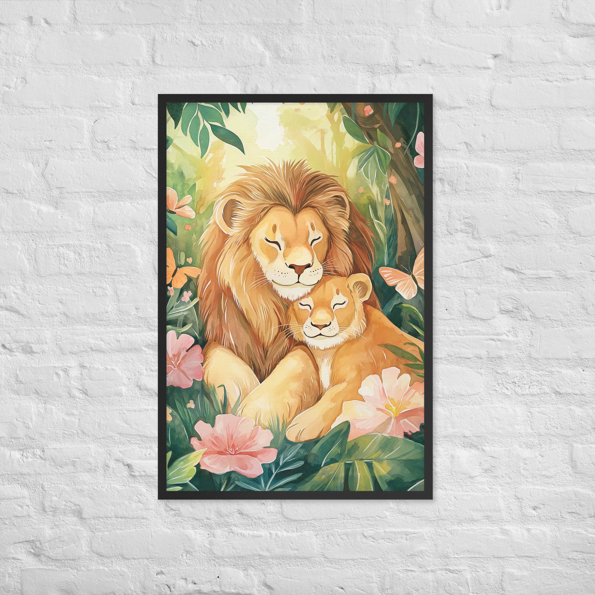 Lion Couple - Framed Giclee' - Image 3