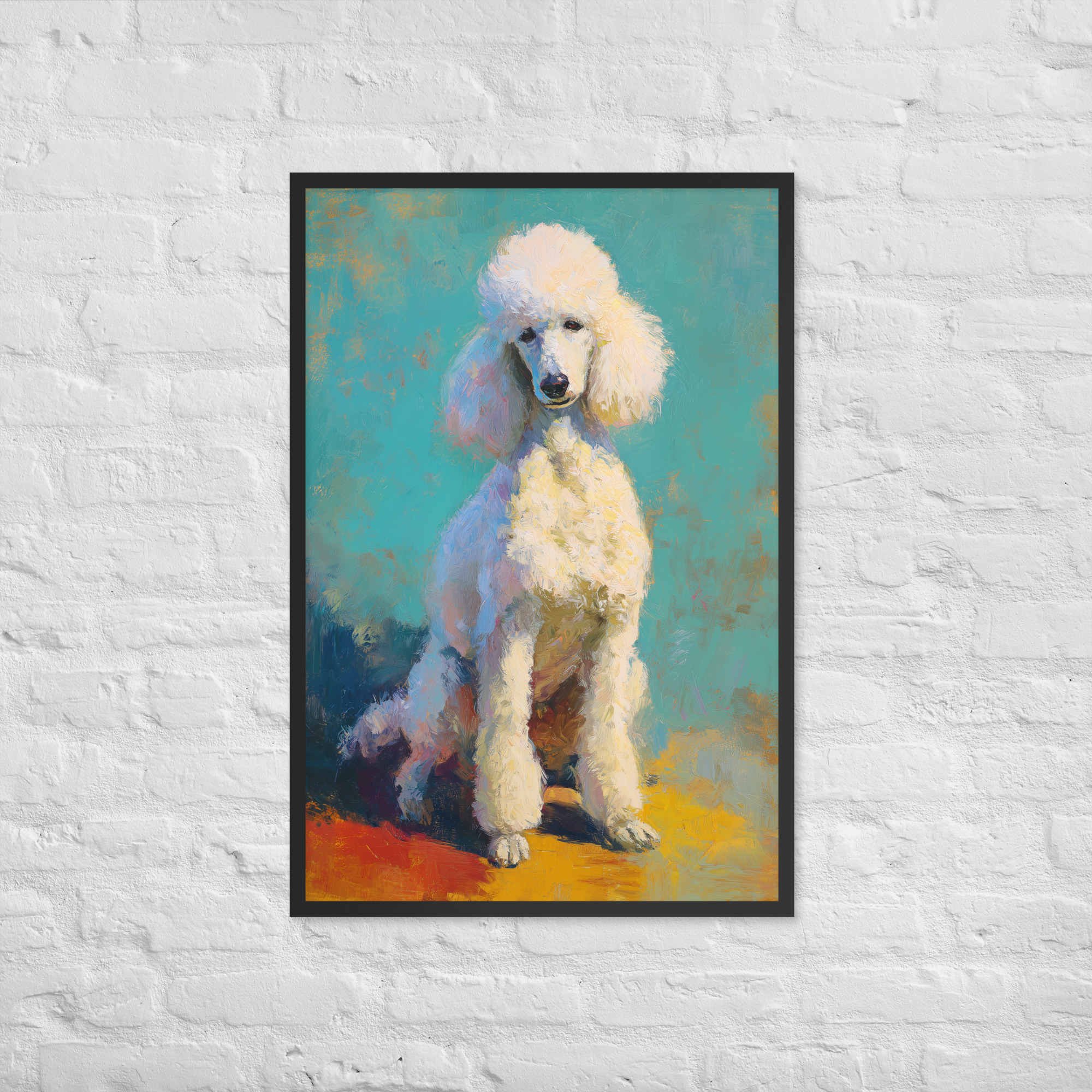 White Poodle on Blue - Framed Giclee' - Image 3
